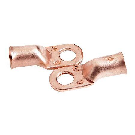 Premium Solid Copper Lug For Number 1/0 Cable, 3/8In Stud, 2 Pack