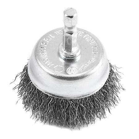 Crimped Cup Brush, 2 Inch x .012 Inch x 1/4 Inch Hex Shank