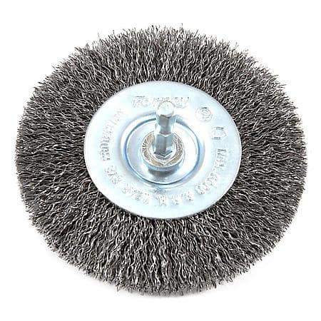 Crimped Wire Wheel, 4 Inch x .012 Inch x 1/4 Inch Hex Shank