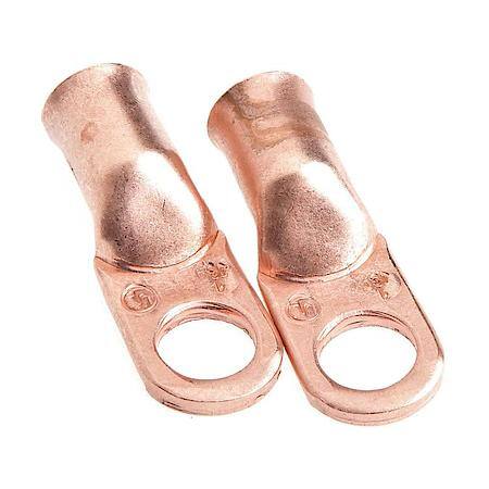 Premium Solid Copper Lug For Number 1 Cable, 3/8In Stud, 2 Pack