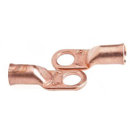 Premium Solid Copper Lug For Number 1 Cable, 3/8In Stud, 2 Pack