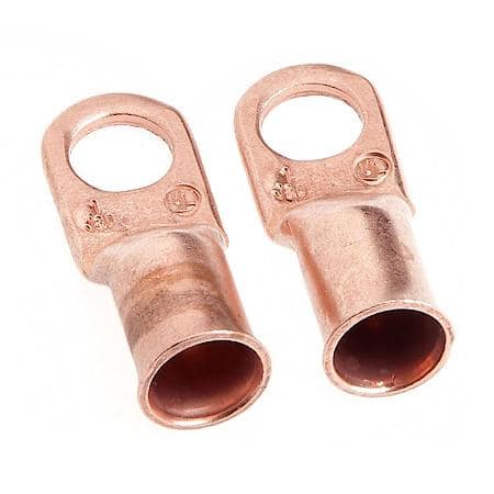 Premium Solid Copper Lug For Number 1 Cable, 3/8In Stud, 2 Pack