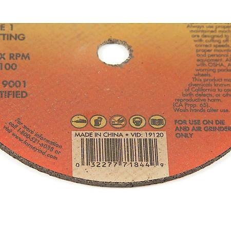 Cut-Off Wheel, Metal, Type 1, 4 Inch x 1/16 Inch x 3/8 Inch