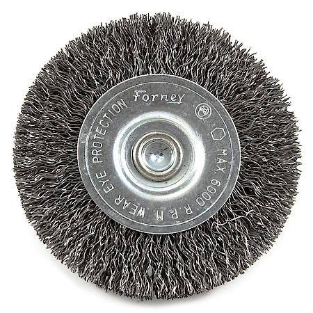 Crimped Wire Wheel, 3 Inch x .012 Inch x 1/4 Inch Hex Shank