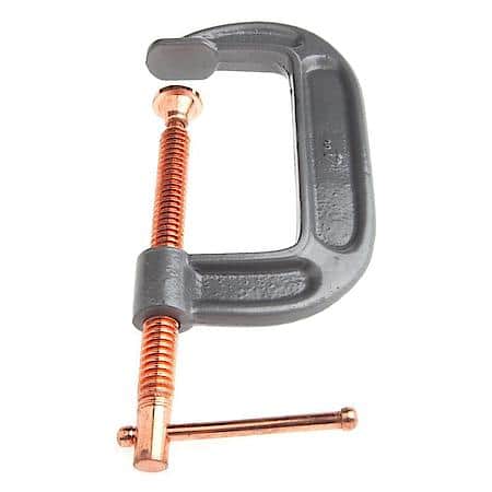 4in HD Malleable Iron C-Clamp, Copper Plated Spindles