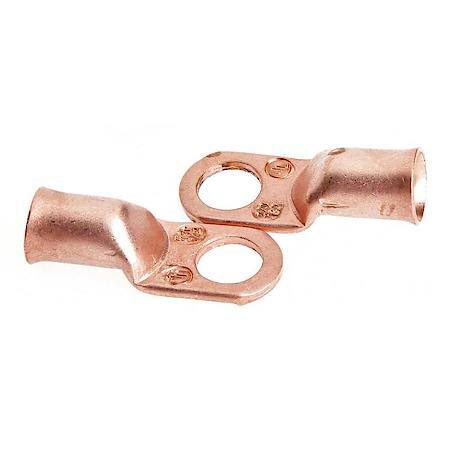 Premium Solid Copper Lug For Number 2/0 Cable, 1/2In Stud, 2 Pack
