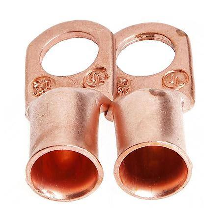 Premium Solid Copper Lug For Number 2/0 Cable, 1/2In Stud, 2 Pack
