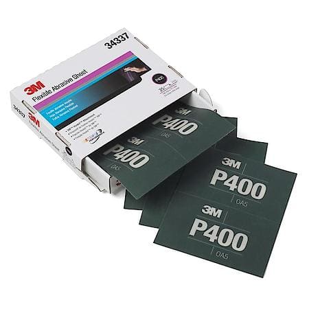 3M Flexible Abrasive Hookit Sheet, 34337, 5.5 in x 6.8 in, P400 (Sold by each)