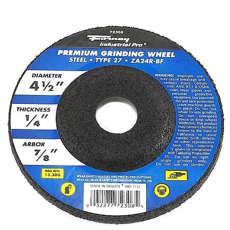 Grinding Wheel, Industrial Pro╜ - Metal Type 27 - Depressed Center - 4-1/2in x 1/4in x 7/8in Arbor