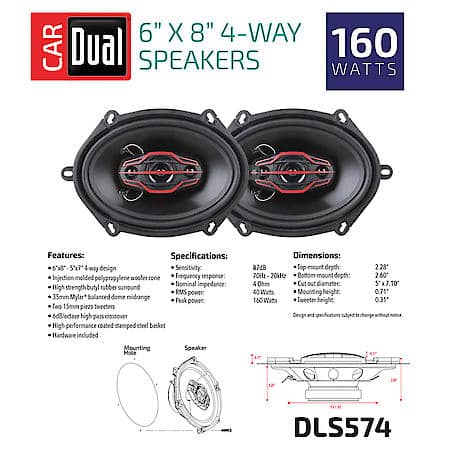 4-Way 5"X7"/6"X8" Speakers With 120 Watts Max And 30 Watts Continuous Power
