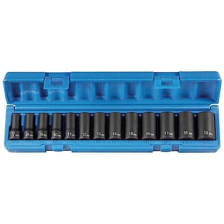 3/8 Drive 13 Piece Semi Deep Metric Impact Set
