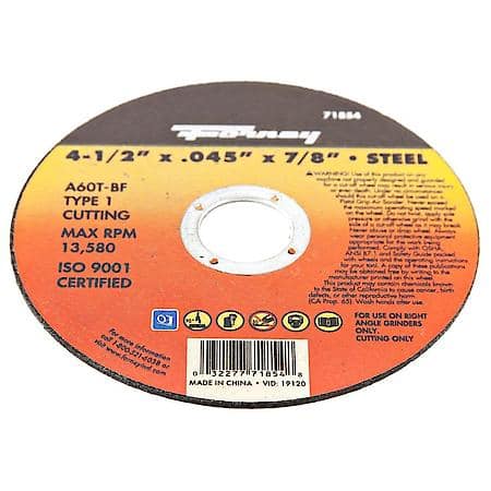 Cut-Off Wheel, Metal, Type 1, 4-1/2 Inch x .045 Inch x 7/8 Inch