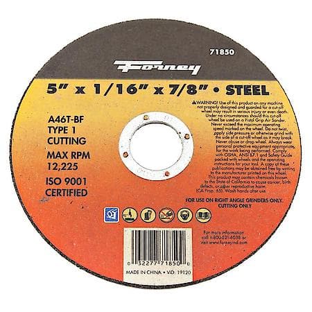 Cut-Off Wheel, Metal, Type 1, 5 Inch x 1/16 Inch x 7/8 Inch