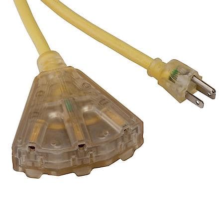 25' Triple-Tap 14/3 Pro Extension Cord with Lighted End