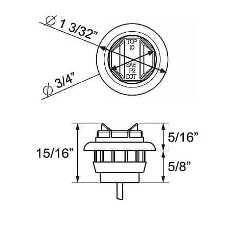 UNI-LITE 3/4" RED LED MARKER/CLEARANCE LIGHTS WITH GROMMET P2 RATED