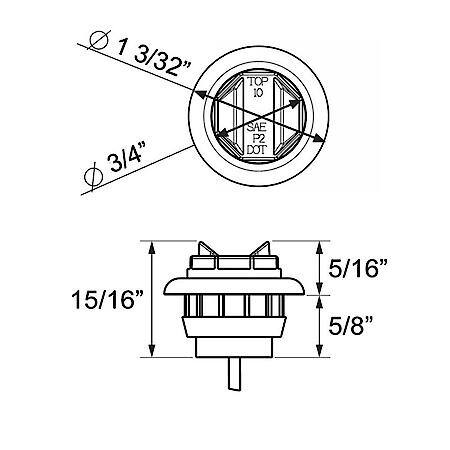 UNI-LITE 3/4" AMBER LED MARKER/CLEARANCE LIGHTS WITH GROMMET P2 RATED