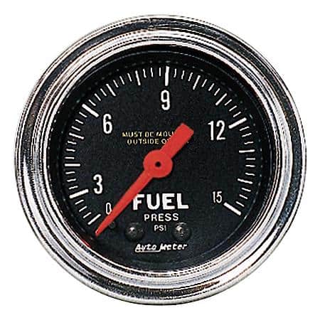 Gauge; Fuel Pressure; 2 1/16"; 15 PSI; Mechanical; Traditional Chrome