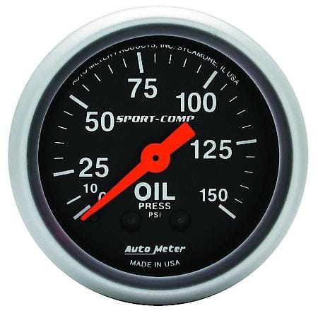 Gauge; Oil Pressure; 2 1/16"; 150 PSI; Mechanical; Sport-Comp