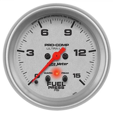 Gauge; Fuel Press; 2 5/8"; 15 PSI; Digital Stepper Motor With Peak/Warn; Ultra-Lite