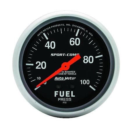 Gauge; Fuel Pressure; 2 5/8"; 100 PSI; Mechanical; Sport-Comp