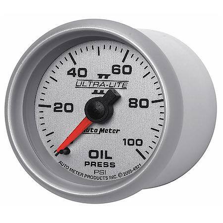 Gauge; Oil Pressure; 2 1/16"; 100 PSI; Mechanical; Ultra-Lite II