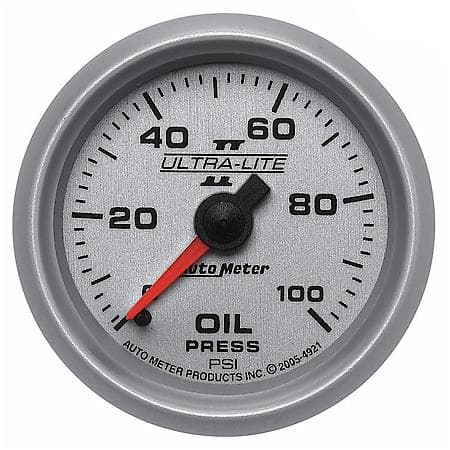 Gauge; Oil Pressure; 2 1/16"; 100 PSI; Mechanical; Ultra-Lite II