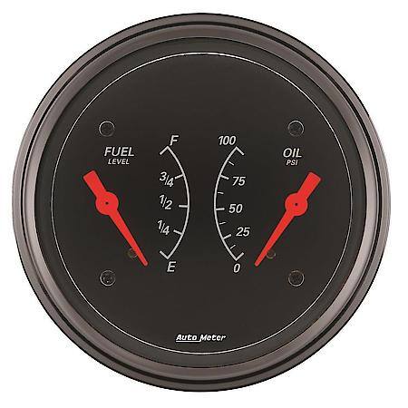 Gauge, Dual, Fuel and Oil Pressure; 3 3/8"; 240Oe-33Of/100 PSI; Electric; Designer Black