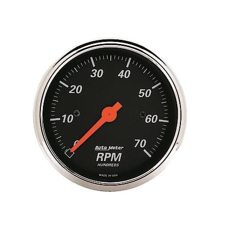Gauge; Tachometer; 3 1/8"; 7K RPM; In-Dash; Designer Black