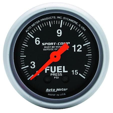 Gauge; Fuel Pressure; 2 1/16"; 15 PSI; Mechanical; Sport-Comp