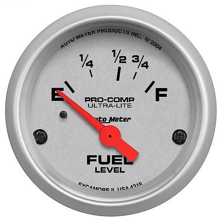 Gauge; Fuel Level; 2 1/16"; 16Oe To 158Of; Electric; Ultra-Lite