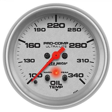 Gauge; Oil Temperature; 2 5/8"; 140-340 Deg. F; Stepper Motor With Peak/Warn; Ultra-Lite