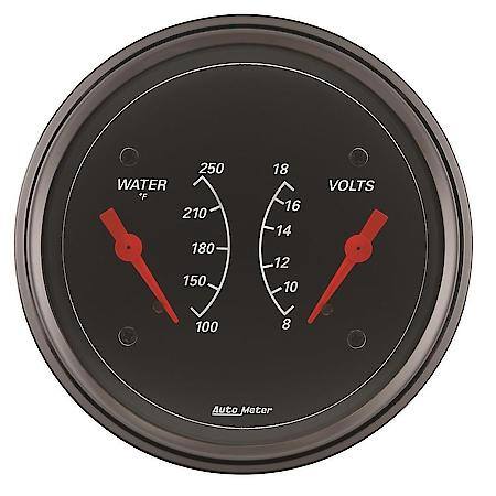 Gauge; Dual; Wtmp/Volt; 3 3/8"; 250 Deg. F/18V; Electric; Designer Black