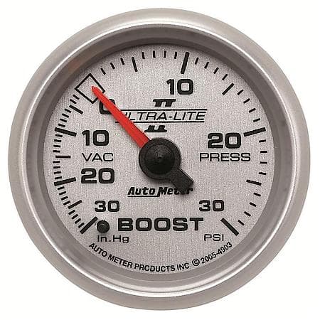 Gauge; Vac/Boost; 2 1/16"; 30Inhg-30 PSI; Mechanical; Ultra-Lite II