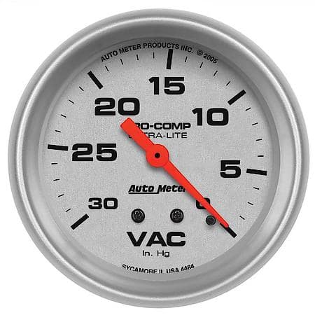 Gauge; Vacuum; 2 5/8"; 30Inhg; Mechanical; Ultra-Lite