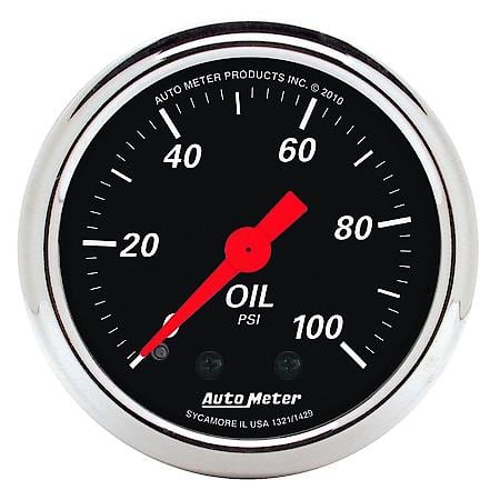 Gauge; Oil Press; 2 1/16"; 100 PSI; Mechanical; Designer Black