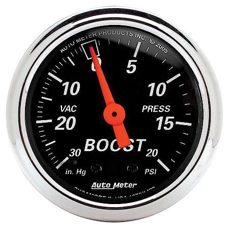 Gauge; Vac/Boost; 2 1/16"; 30Inhg-20 PSI; Mechanical; Designer Black