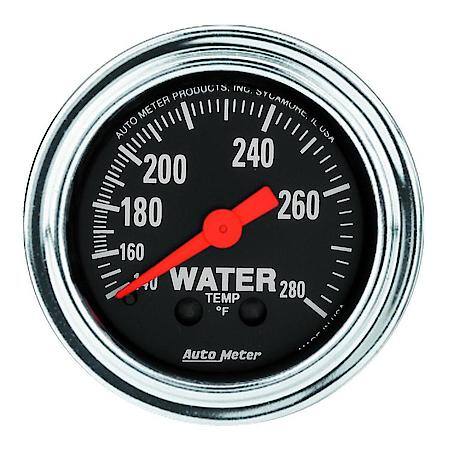 Gauge; Water Temperature; 2 1/16"; 140-280 Deg. F; Mechanical; Traditional Chrome