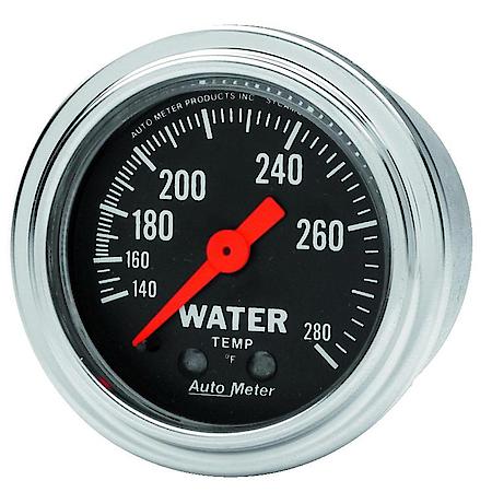Gauge; Water Temperature; 2 1/16"; 140-280 Deg. F; Mechanical; Traditional Chrome
