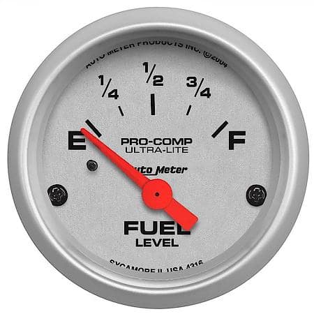 Gauge; Fuel Level; 2 1/16"; 240Oe To 33Of; Electric; Ultra-Lite