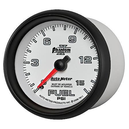 Gauge; Fuel Pressure; 2 5/8"; 15 PSI; Mechanical; Phantom II