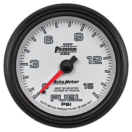 Gauge; Fuel Pressure; 2 5/8"; 15 PSI; Mechanical; Phantom II