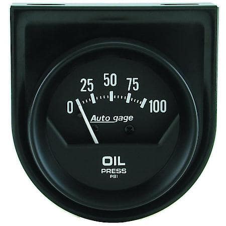 Gauge Console; Oil Pressure; 2"; 100 PSI; Mechanical; Short Sweep; Black; AutoGauge