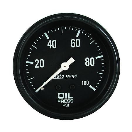 Gauge; Oil Pressure; 2 5/8" 0-100 PSI; Mechanical; Black; AutoGauge
