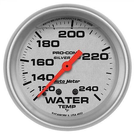 Gauge; Water Temperature; 2 5/8"; 120-240 Deg. F; Liquid Filled Mechanical; Ultra-Lite