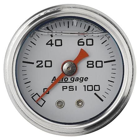 Gauge, Press, 1.5" Direct Mount, 100 PSI, Liquid Filled Mech, White, 1/8" NPTF Male