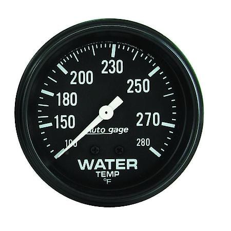 Gauge; Water Temperature; 2 5/8" 100-280 Deg. F; Mechanical; Black; AutoGauge