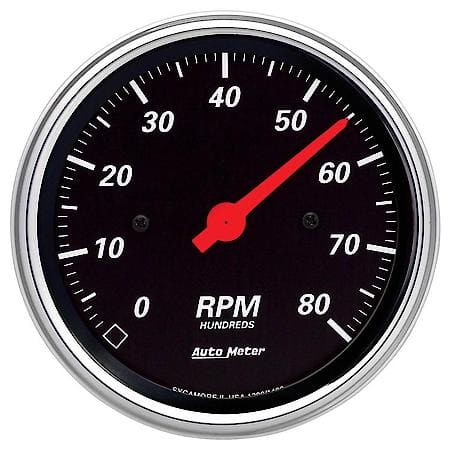 Gauge; Tachometer; 3 3/8"; 8K RPM; In-Dash; Designer Black