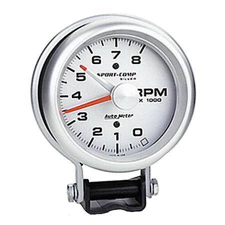 Gauge; Tachometer; 3 3/4"; 8K RPM; Pedestal With Red Line; Ultra-Lite