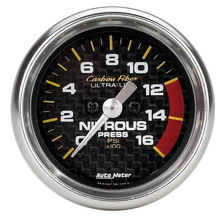 Gauge; Nitrous Pressure; 2 1/16"; 1600 PSI; Digital Stepper Motor; Carbon Fiber