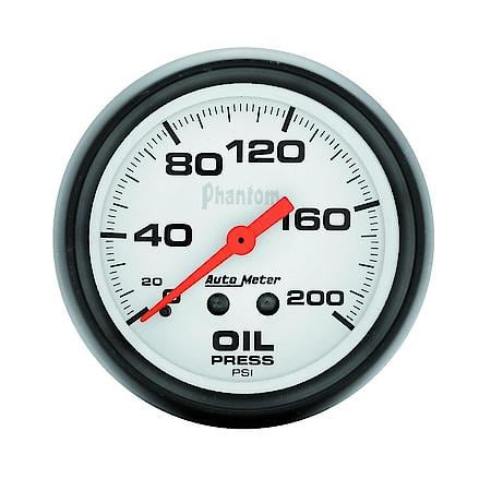Gauge; Oil Pressure; 2 5/8"; 200 PSI; Mechanical; Phantom